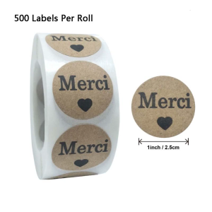 500 Pcs Merci French Thank You Stickers Self Adhesive Kraft Tags Stickers Baking Package Sticker Scrapbooking Stickers