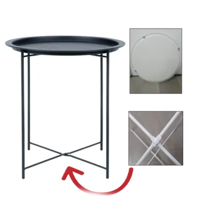 (variation) Metal Round Tray Side End Table Folding Side Table for Nightstand/Sofa Tables Accent Coffee Table Planter Stand Shelf Rack