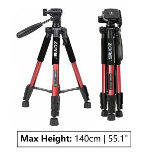 55in/140cm Tall Zomei Adjustable-height Lightweight Tripod with Ball Head for Professional Camera DSLR Canon Nikon Sony Video Portable Travel Phone Holder Stand for Mobile iPhone
