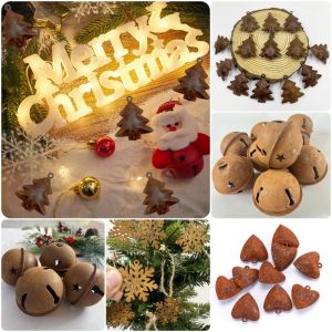 BELLETEN 10PCS Bell Star Xams Tree Christmas Hanging Decoration Metal Rusty Christmas Tree Decoration Vintage Photo Props Holiday Hanging Pendants Christmas Holiday