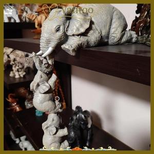 [Valitoo] Nhựa trang trí thủ công 3-mảnh thực tế Voi Mẹ treo 2-em bé figur