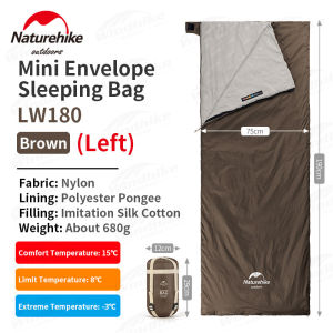 Naturehike LW180 Sleeping Bag Spring Summer Ultralight Cotton Camping Sleeping Bag for Single Double Trekking Hiking Waterproof