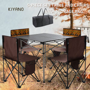 Outdoor folding tables and chairs 5-piece aluminum alloy set camping picnic table and chair set With storage bag