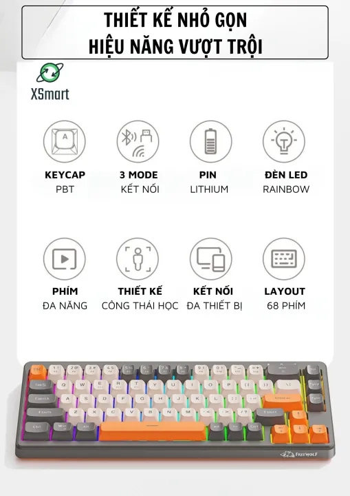 Bộ Bàn Phím Và Chuột Bluetooth FreeWolf M68 LED Pro Gõ Siêu Êm Pin Sạc Keycap PBT Cho Pc Lap | BigBuy360 - bigbuy360.vn Bộ Bàn Phím Và Chuột Bluetooth FreeWolf M68 LED Pro Gõ Siêu Êm Pin Sạc Keycap PBT Cho Pc Lap | BigBuy360 - bigbuy360.vn