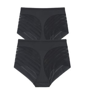 2PCS/Set Women Panties High Waist Briefs Tummy Control Shapewear Ice Silk Lingerie Seamless Underwear