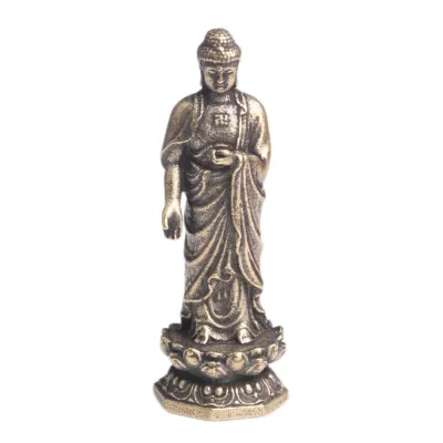 SWEET Pure Brass Lotus Guanyin Statue Retro Tathagata Brass Buddha Sculpture Lucky Lotus Guanyin Tathagata Buddha Statue Home Decor