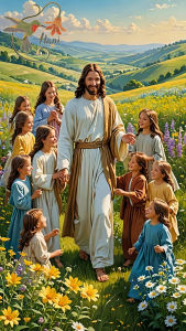 Tranh đính đá Chúa và trẻ thơ kích thước 30x40cm tự hoàn thành