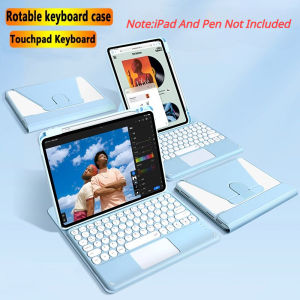 360 Rotating Transparent Bluetooth Touchpad Keyboard Case for iPad Pro 12.9 11 10.5 9.7 Air 5 4 3 2 iPad 10th 9th 8th 7th Gen 10.2 with Pencil Holder Keyboard Casing Cover