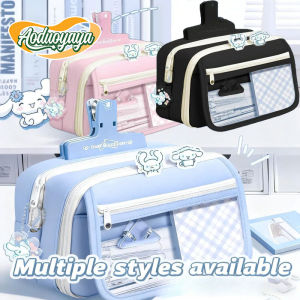 Aoduoyaya 9-layer Large Capacity Pen Bag Transparent Simple Multi-Functional Student Stationery Storage Organizing Case