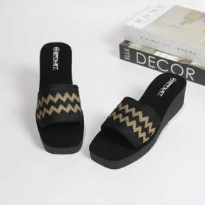 Arkn Sandal Wedges wanita Selop Zigzag Kotak terbaru2024