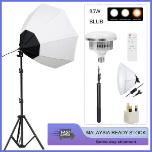 Softbox Photography Lighting Kit Softbox Lighting Kit with 85W E27 Socket 3000-6500K Bi-Color LED Bulb 2M Light Stand Continuous for Video Recording Portrait Shooting