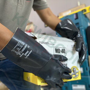 ถุงมือกันสารเคมี Ansell รุ่น AlphaTec 09-924 ยาว 14 นิ้ว ด้านในมีซับในด้วยผ้า cotton