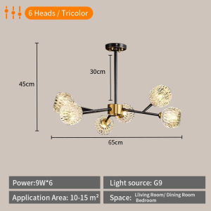 【Onefire】 Led Tricolor Center Light Living Room Light Ceiling Light Drop Light Crystal Chandelier