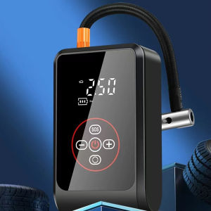 【HOSPORT】 12V Car Emergency Starting Power Supply with LCD Display Tire Inflator Portable Air Pump Compressor Auto-Shutoff Tire Pump for Car Battery