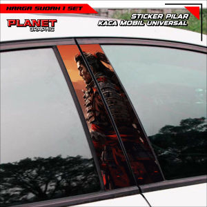 Sticker Pilar Kaca Mobil Universal Bisa Custom Gambar/Foto 1 SET (Kanan Kiri) - SAMURAI Edition - RON Design