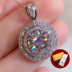 Diamcity (Free Gra Certificate) 3 Karat Moissanite Kalung Berlian Platinum Perhiasan Wanita Grosir