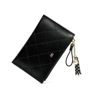 MINGKE Mini Wallet Coin Purse Card Holder for Women Zipper Tassel Embroidery Fashion