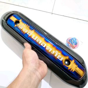 Cover Tutup Pelindung Tameng Knalpot Karbon Carbon Plus List Knalpot Thailand Twotone Mio Smile Soul Dll