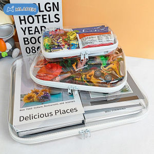 MLADEN Transparent Zippered Hard Pouch Storage Bag Travel Clear Bins Organizer PET Material Hard