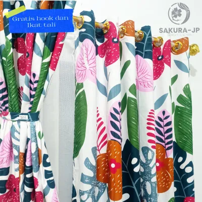 HORDENG PINTU/gorden smokring 12 RING /GORDEN JENDELA motif hello kitty polka TERMURAH QUALITAS NO. 1