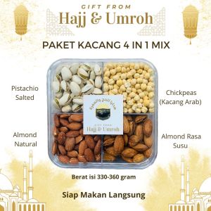 PAKET KACANG MIX 4 IN 1 SEKAT EMPAT Mix Nuts 4in1 Almond Pistachio Arab hadiah gift oleh haji umroh