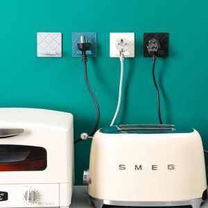 Dream Hunter 5Pcs Foldable Hook Wall-Mounted Folding Cord Holder Self-Adhesive Moisture-Proof Safety Plug Storage Rack Home Kitchen 2021