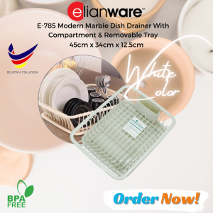 E-785 Modern Marble Dish Drainer With Compartments & Removable Tray - Elianware