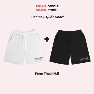 (Combo 2 Quần Short thun) chữ TeeHub-Signature Vải Da Cá dáng xuông thoải mái TEEHUB Bản Nâng Cấp