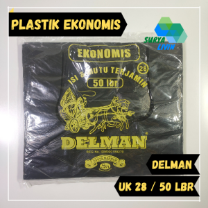 Kantong Plastik Kresek Merk Delman Ekonomis Uk. 28 Hitam isi 50 lembar Plastik Warung Toko Kualitas LOCO