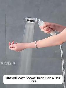 Portable Boost Shower Head Double Layer Filtration Abs&304 Skin And Hair Care Transparent Visible Storable Travel Shower Head