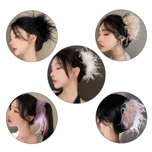 1920s Hair Clip Large Hair Claw Clip Fashion Hair Adornment Holder Feather Barrettes Hair Styling Tool Ornaments