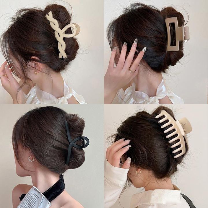 【HOT】 Korean Simple Big Hair Clamp Shower Crab Square Hair Clip Fashion ...