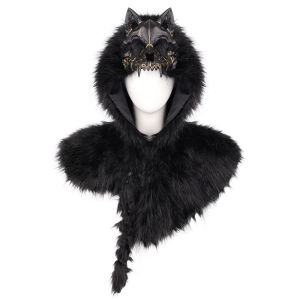 Halloween party costume cos Medieval Viking Wolf Skin Skull Cape Prop