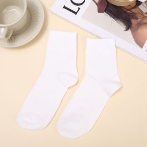 Spring Summer Women Boneless Socks Japanese Fashion Middle Tube Socks Casual Cozy Breathable Thin sock Black/White