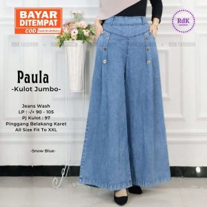 Kulot Wanita Jumbo Kulot Jeans Lepis Wanita Kancing Paula Kulot Palazzo Celana Jeans Mayung Terbaru