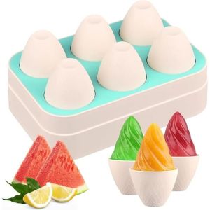 CHENJIE 6ฟันผุ แม่พิมพ์ทำไอศกรีม ไม่ติดกระทะ ซิลิโคนทำจากซิลิโคน แม่พิมพ์ทำไอติม สร้างสรรค์และสร้างสรรค์ กันรั่วซึม แม่พิมพ์ทรงกรวยสำหรับไอศกรีม ฤดูร้อนฤดูร้อนฤดูร้อน
