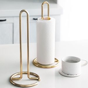 Roll Paper Towel Holder Countertop Steel Roll Paper Towel Stand Napkins Paper Storage Shelf