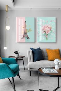 Bộ 2 bức tranh tráng gương 5D phong cách trẻ trung hiện đại trang trí phòng khách bàn ăn....