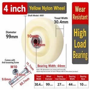 NOWNICE PU Nylon Bánh xe xoay Vòng bi đôi Khả năng chịu tải cao Bánh xe đẩy Chắc chắn Khả năng chống mài mòn Bánh xe lăn Dùng cho xe đẩy