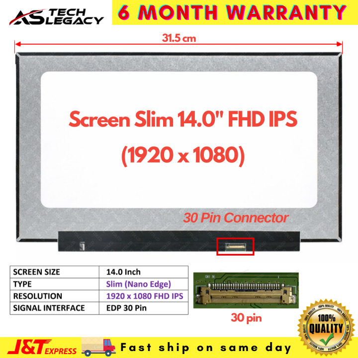 LCD 14" Inch Original LAPTOP SCREEN Slim / 30 pin / 40 pin / Nano Bezel