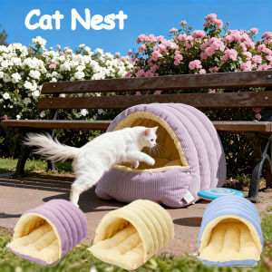 Comfortable Semi Enclosed Cat Bed Warm Windproof Soft Pet Sleeping Bed Washable Removable Pet House Cat Dog
