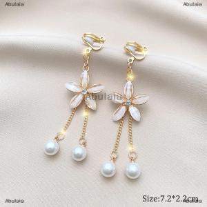 [COD] Abulaia Fashion Tassel Ear Clip Non-Pierced Female Korean Temperament Earrings Super Fairy Drop Earrings Jewelry