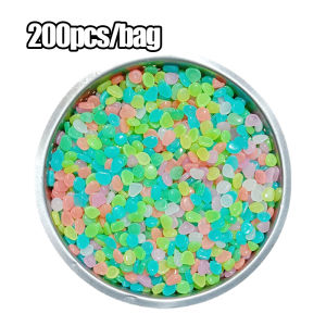 200pcs Glowing Stones Luminous Glowing Artificial Stone Fish Tank Garden Lawn Decor Luminous Rocks