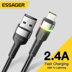 Essager Dòng Điện 2.4A Để Sạc Thiết Bị Cực Nhanh 0.5M/1M/2M/3M Cáp Sạc Di Động Usb Nhanh Sạc Led Cho Điện Thoại 7 8 X XS XR 11 12 13 Dây Sạc Dữ Liệu cáp
