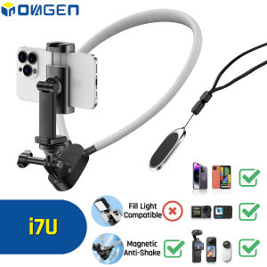 INOVAGEN ที่วางโทรศัพท์ตัวยึดคอแม่เหล็กกันสั่นเติมไฟเข้ากันได้ Pov/vlog ที่ยึดคอสำหรับโทรศัพท์และกล้องกระทำ GoPro DJI Insta360