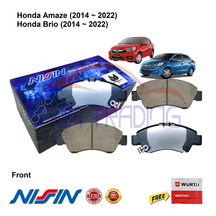 Genuine NISSIN Front Brake Pads for Honda Brio (2014 2022), Honda