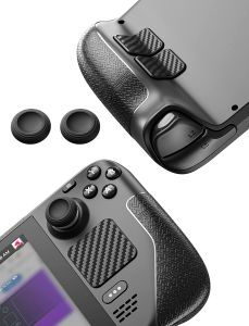 JSAUX Steam Deck Skin Stickers Set with Anti-Slip Grip Stickers Touchpad Protector Thumb Grip Caps Touch Front & Back Protector Set for Steam Deck Gaming Console