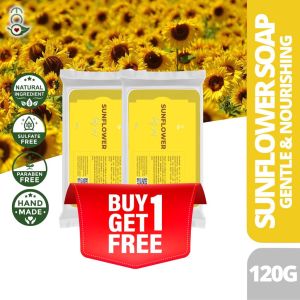Buy 1 Take 1 Eco Premium SUNFLOWER OIL Face and Body Bar Soap 120G Natural Organic vitamins Gentle Natural Organic vitamins Antioxidants Gentle Organic made with Sunflower Oil Face & Body Soap for Acne Body Odor Skin Irritations & All Skin Types Oleic