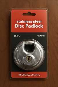 Gembok Bulat Stainless Steel 70mm Dan 90mm Gembok Keamanan Pagar Motor Sepeda Cakram dengan 2 Kunci Padlock