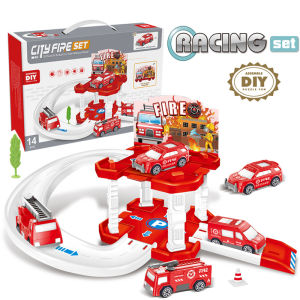 Kids Railway Car Parking Lot Cartoon Sliding Construction Vehicle Set Puzzle Assembled Car Toy Gift for Kids